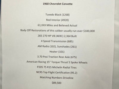 1960 Chevrolet Corvette Coupe