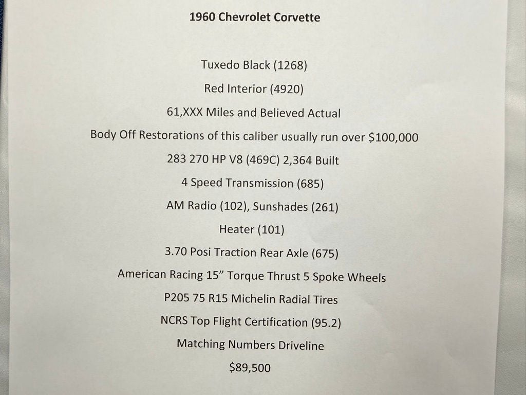 1960 Chevrolet Corvette Coupe