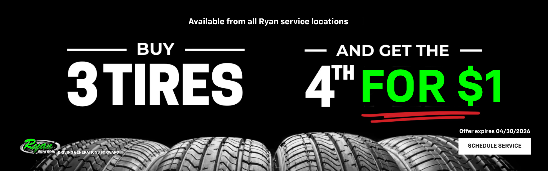 Buy 3 tires get 1 free