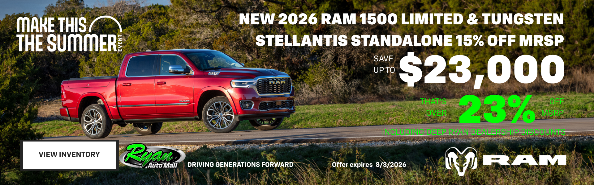 Ryan Auto Mall’s New Ram 1500 Limited & Tungsten Inventory