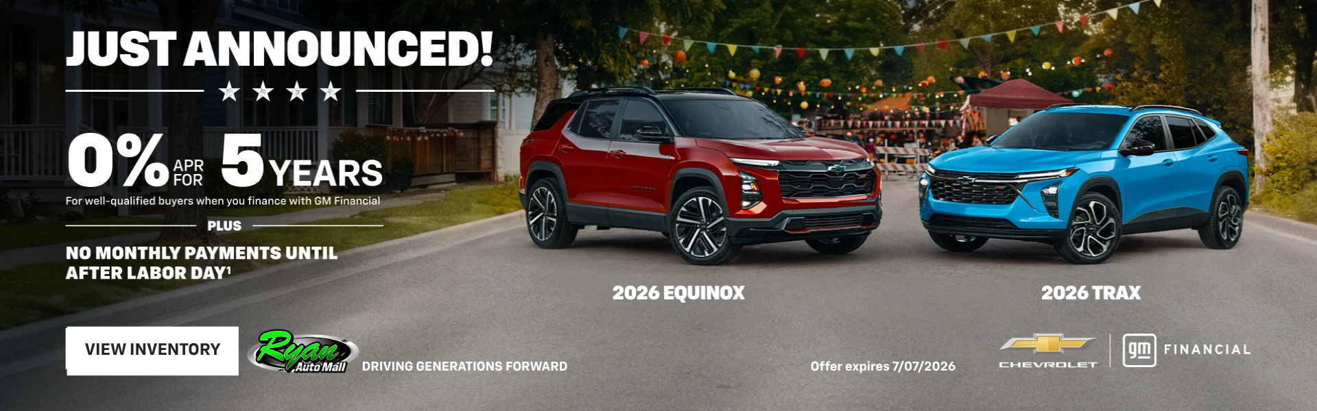 2026 Equinox. 2026 Trax. 0% APR for 5 years for well-qualifi