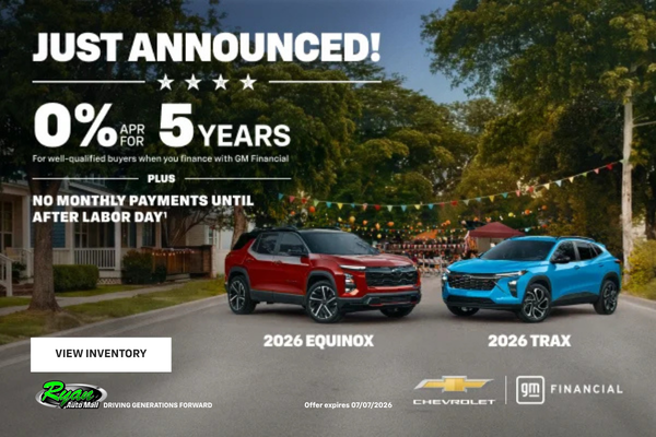 2026 Equinox. 2026 Trax. 0% APR for 5 years for well-qualifi